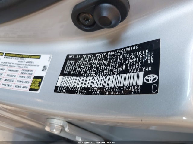 5YFEPMAE6NP326188 Toyota 2zr-fae