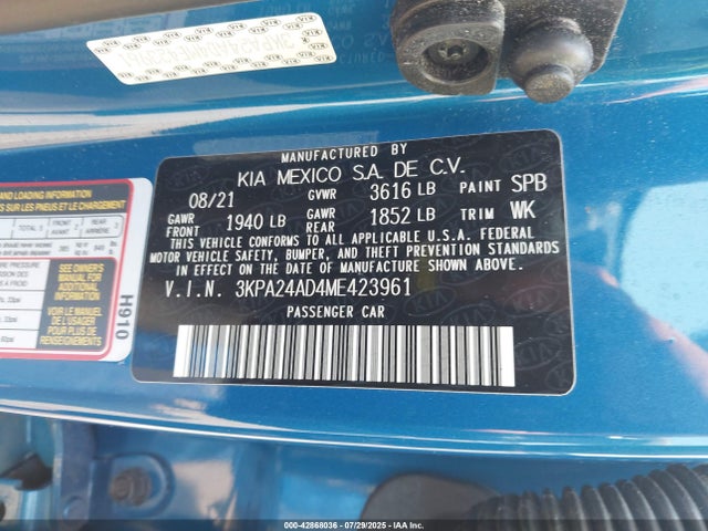 3KPA24AD4ME423961 KIA gamma ii