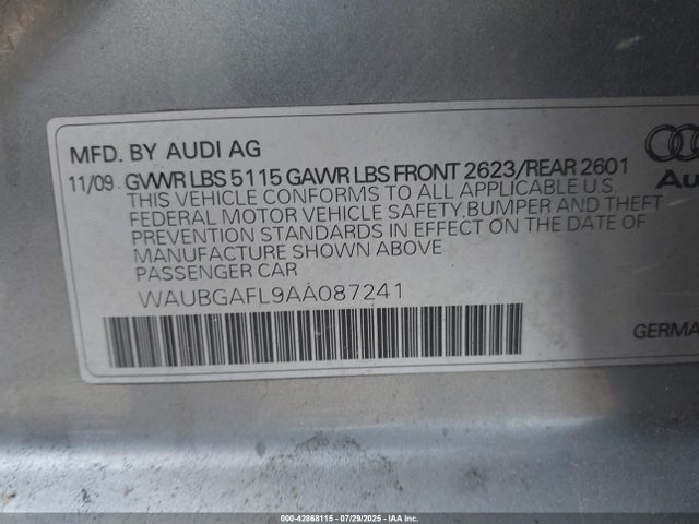 2010 AUDI S4 WAUBGAFL9AA087241 Photo 8