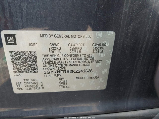 2019 CADILLAC XT5 1GYKNFRS2KZ243626 Photo 8