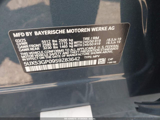 5UX53GP09S9Z83642 BMW X3