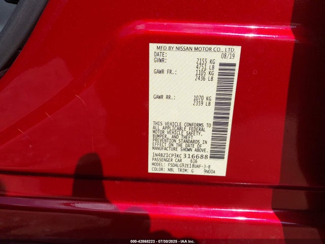 1N4BZ1CP3KC316688 Nissan 2019