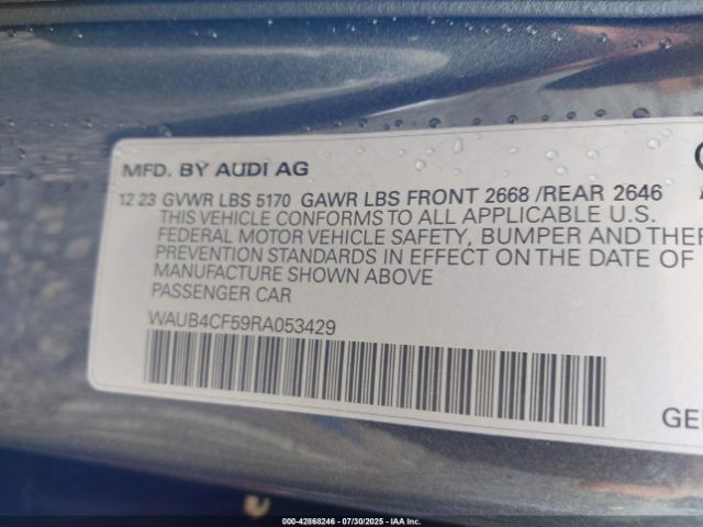 2024 AUDI S5 SPORTBACK WAUB4CF59RA053429 Photo 8