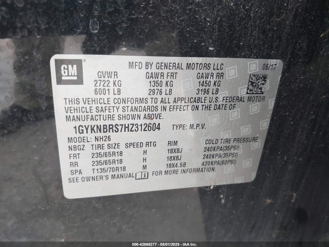 2017 CADILLAC XT5 1GYKNBRS7HZ312604 Photo 8