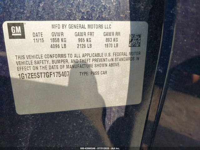 1G1ZE5ST7GF175407 Chevrolet lfv - di: direct injection, vvt, gen1 gmna