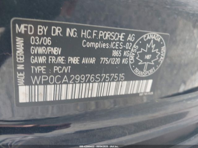 2006 PORSCHE 911 WP0CA29976S757515 Photo 8