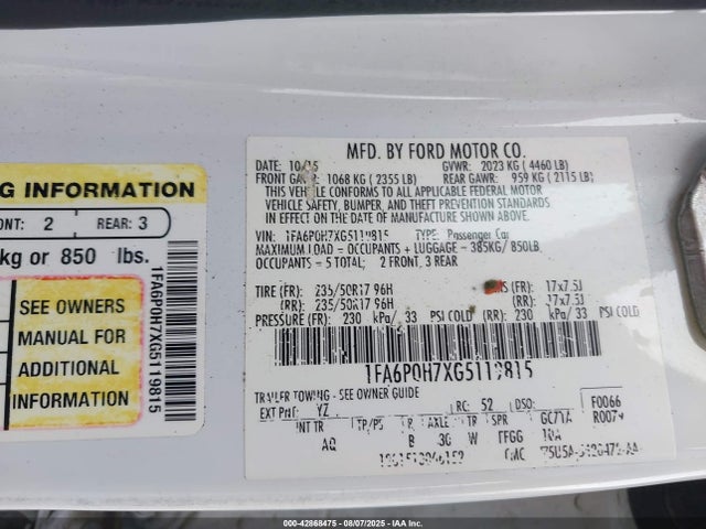 1FA6P0H7XG5119815 Ford Fusion