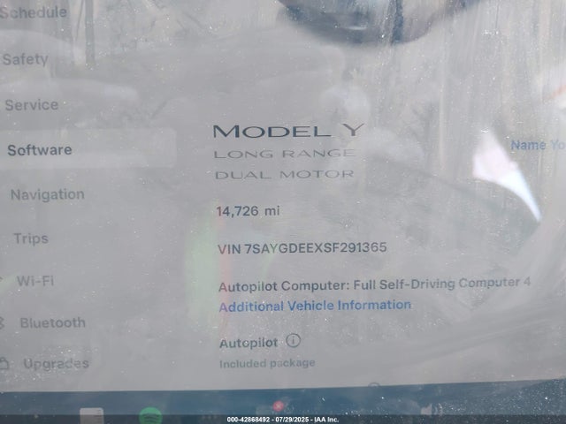 7SAYGDEEXSF291365 Tesla 2025
