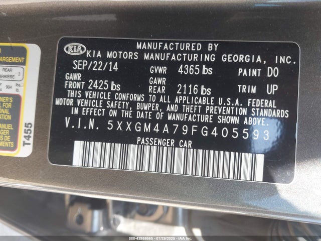 5XXGM4A79FG405593 KIA dohc gdi theta ii