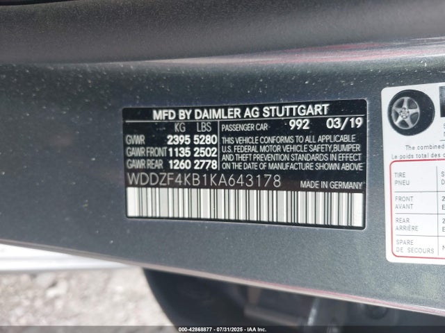 WDDZF4KB1KA643178 Mercedes-Benz m274