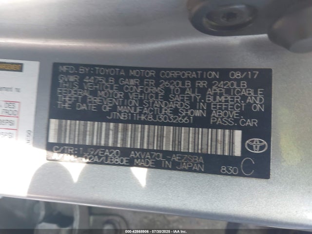 JTNB11HK8J3032661 Toyota a25a-fks