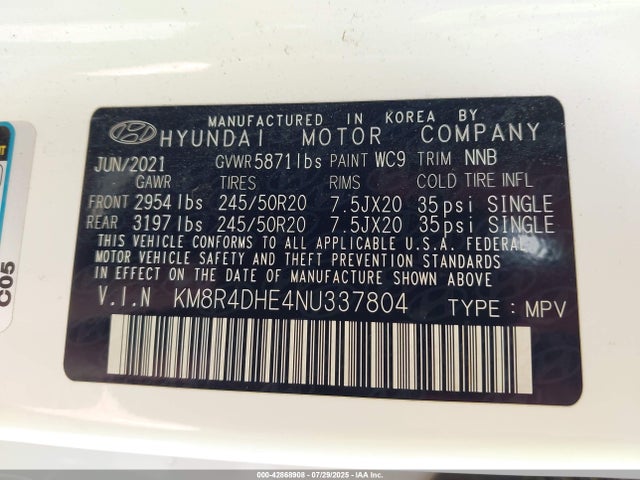 Hyundai gdi lambda ii 2022 KM8R4DHE4NU337804 Image 9