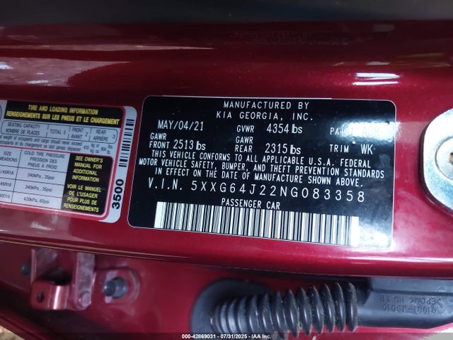 5XXG64J22NG083358 KIA t-gdi gamma ii