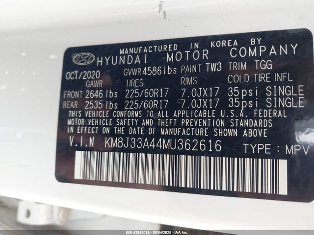 KM8J33A44MU362616 Hyundai gdi nu