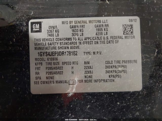 2013 CADILLAC ESCALADE ESV 1GYS4JEF9DR178162 Photo 8