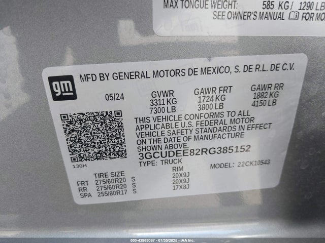 3GCUDEE82RG385152 Chevrolet lz0