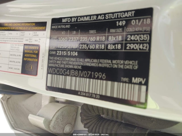 WDC0G4JB8JV071996 Mercedes-Benz m274