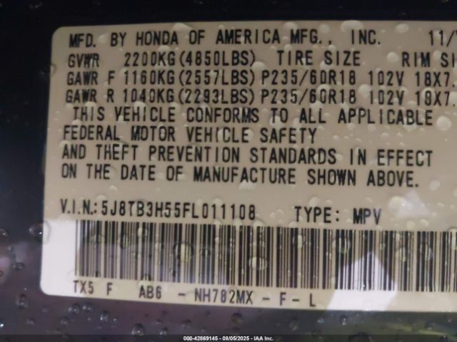 2015 ACURA RDX 5J8TB3H55FL011108 Photo 8