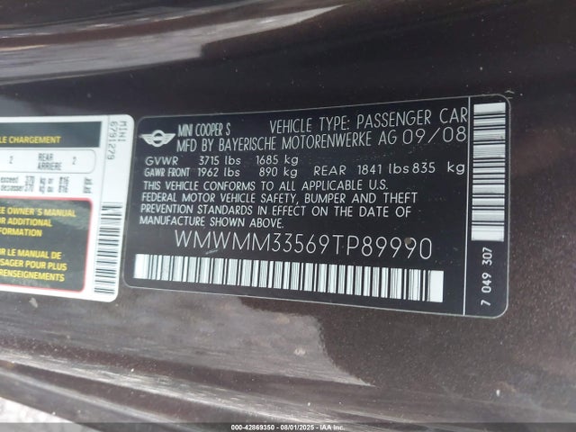 2009 MINI COOPER S CLUBMAN WMWMM33569TP89990 Photo 8
