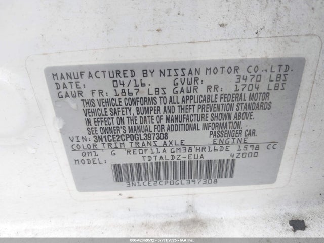 Nissan VERSA NOTE 2016 3N1CE2CP0GL397308 Image 9