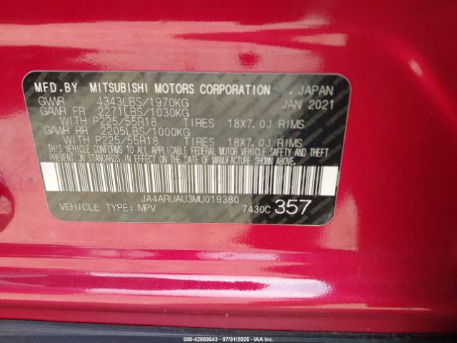 2021 MITSUBISHI OUTLANDER SPORT JA4ARUAU3MU019380 Photo 8