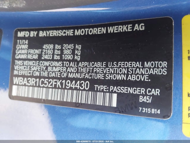 BMW 435i 2015 WBA3R1C52FK194430 Image 9