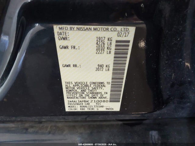 1N4AL3AP8HC210080 Nissan 2017