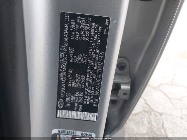 Продажа на аукционе авто 2023 Hyundai Tucson Sel, vin: 5NMJBCAE7PH217498, номер лота: 42869609