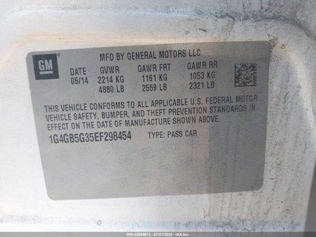 1G4GB5G35EF298454 Buick lfx