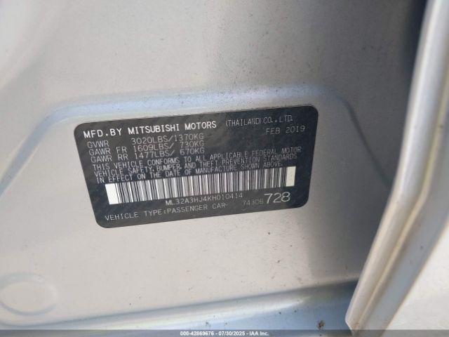 2019 MITSUBISHI MIRAGE ML32A3HJ4KH010414 Photo 8