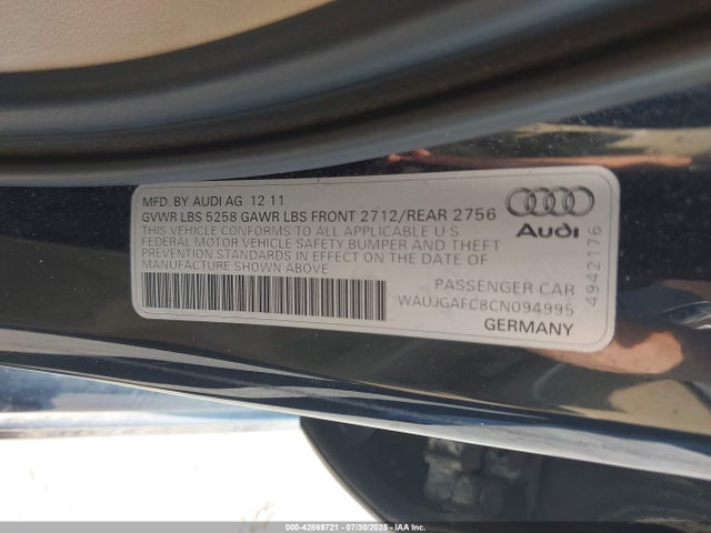 2012 AUDI A6 WAUJGAFC8CN094995 Photo 8