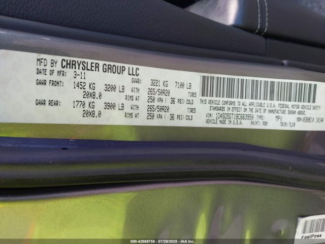 2011 DODGE DURANGO 1D4SD5GT1BC663950 Photo 8