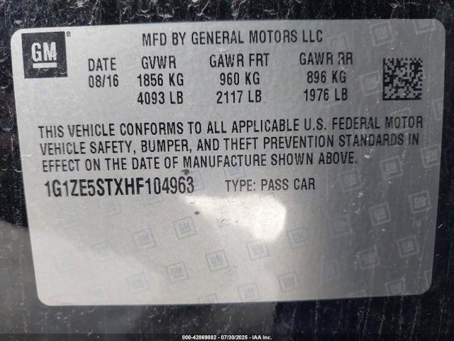 1G1ZE5STXHF104963 Chevrolet lfv - di: direct injection, vvt: variable valve timing, gen 1