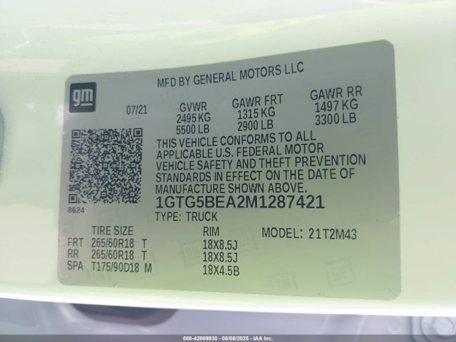 1GTG5BEA2M1287421 GMC Canyon