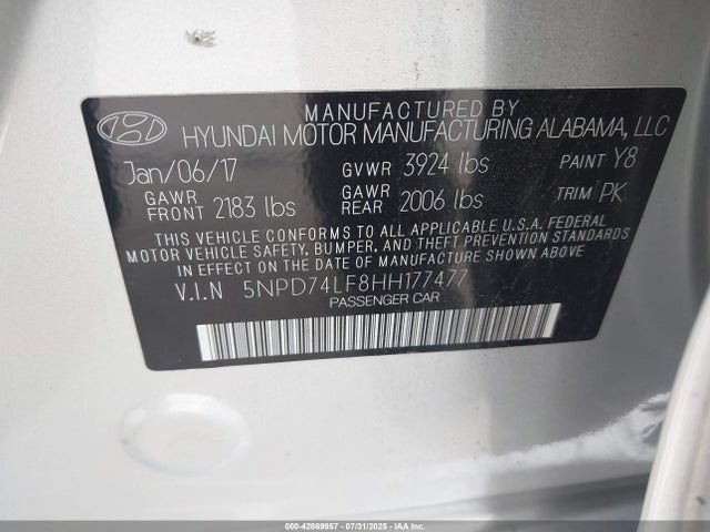 Hyundai 2017 2017 5NPD74LF8HH177477 Image 9