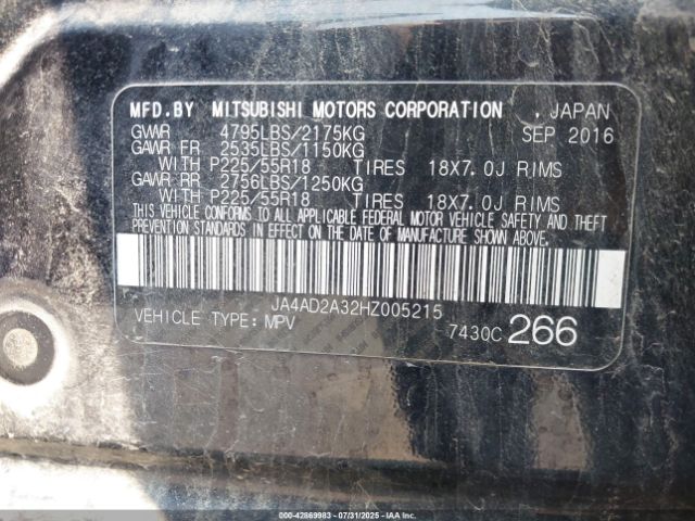 2017 MITSUBISHI OUTLANDER JA4AD2A32HZ005215 Photo 8