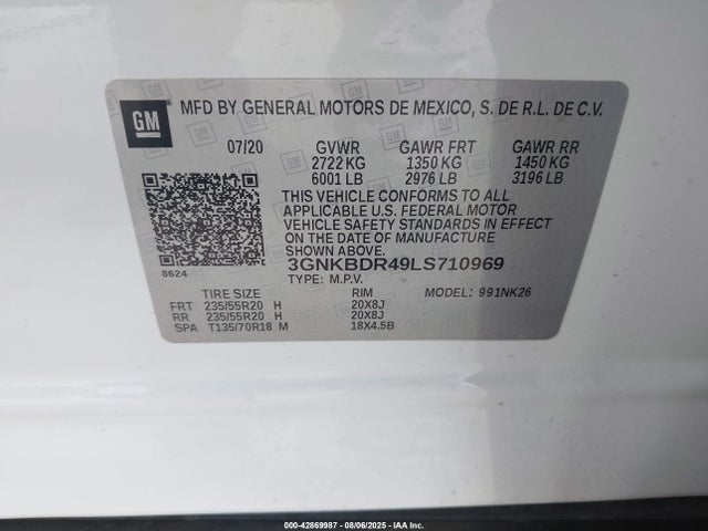 Chevrolet lsy 2020 3GNKBDR49LS710969 Image 9