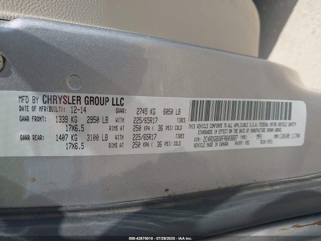 Dodge Grand Caravan 2015 2C4RDGBG0FR603687 Image 9