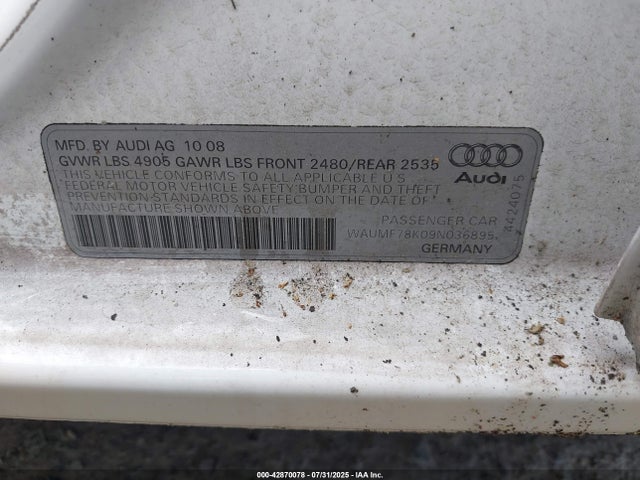 2009 AUDI A4 WAUMF78K09N036895 Photo 8