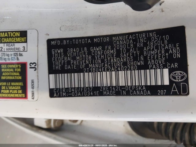 2010 TOYOTA COROLLA 2T1BU4EE2AC402280 Photo 8