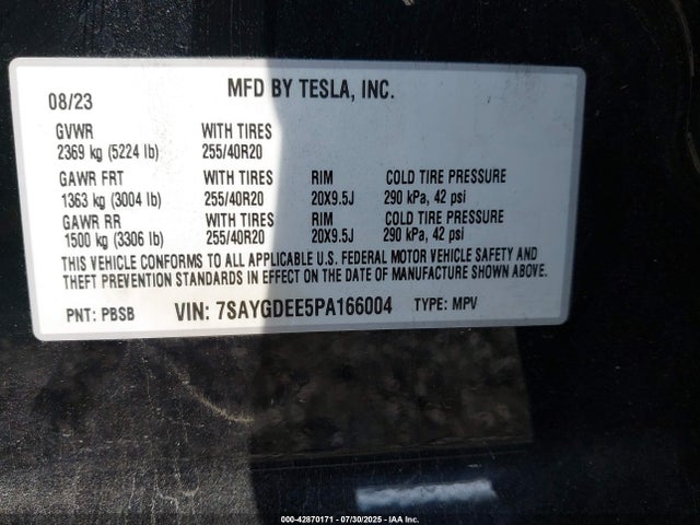 2023 TESLA MODEL Y 7SAYGDEE5PA166004 Photo 8