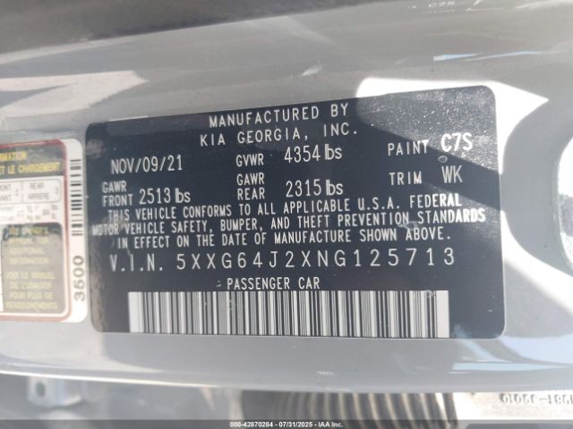 2022 KIA K5 5XXG64J2XNG125713 Photo 8