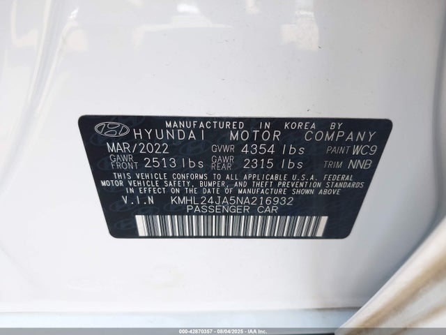 KMHL24JA5NA216932 Hyundai gdi theta iii