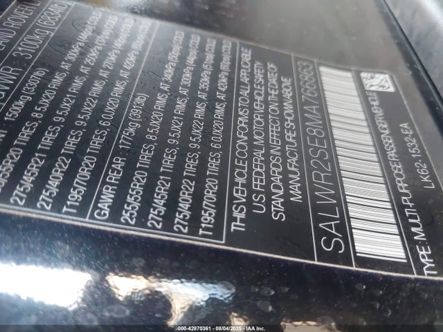 SALWR2SE8MA766863 Land Rover aj133 s/c