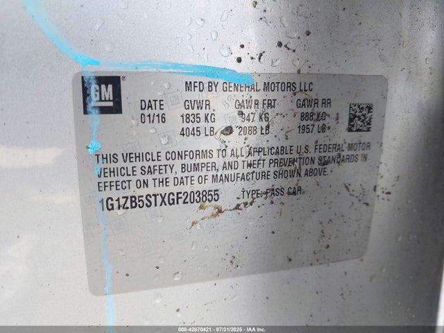 1G1ZB5STXGF203855 Chevrolet lfv - di: direct injection, vvt, gen1 gmna
