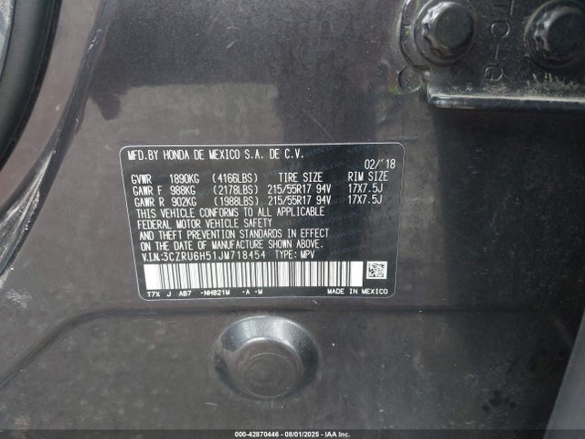 3CZRU6H51JM718454 Honda r18z9
