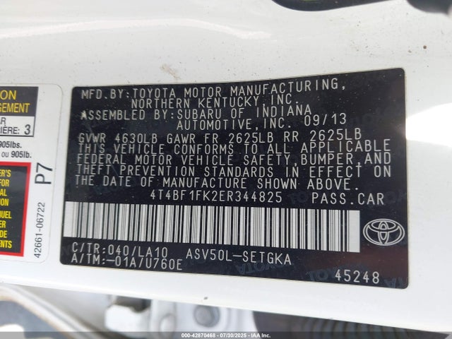 Toyota 2ar-fe 2014 4T4BF1FK2ER344825 Image 9