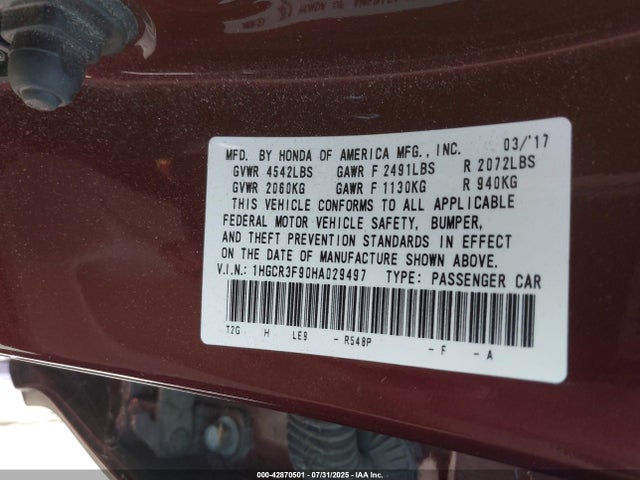 1HGCR3F90HA029497 Honda j35y1