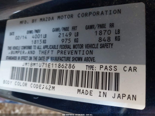 Mazda pe 2014 JM1BM1U71E1186286 Image 9
