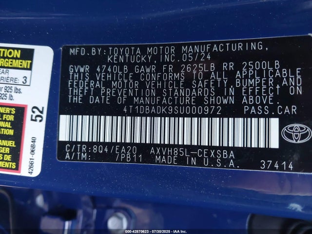 Toyota a25a-fxs 2025 4T1DBADK9SU000972 Image 9